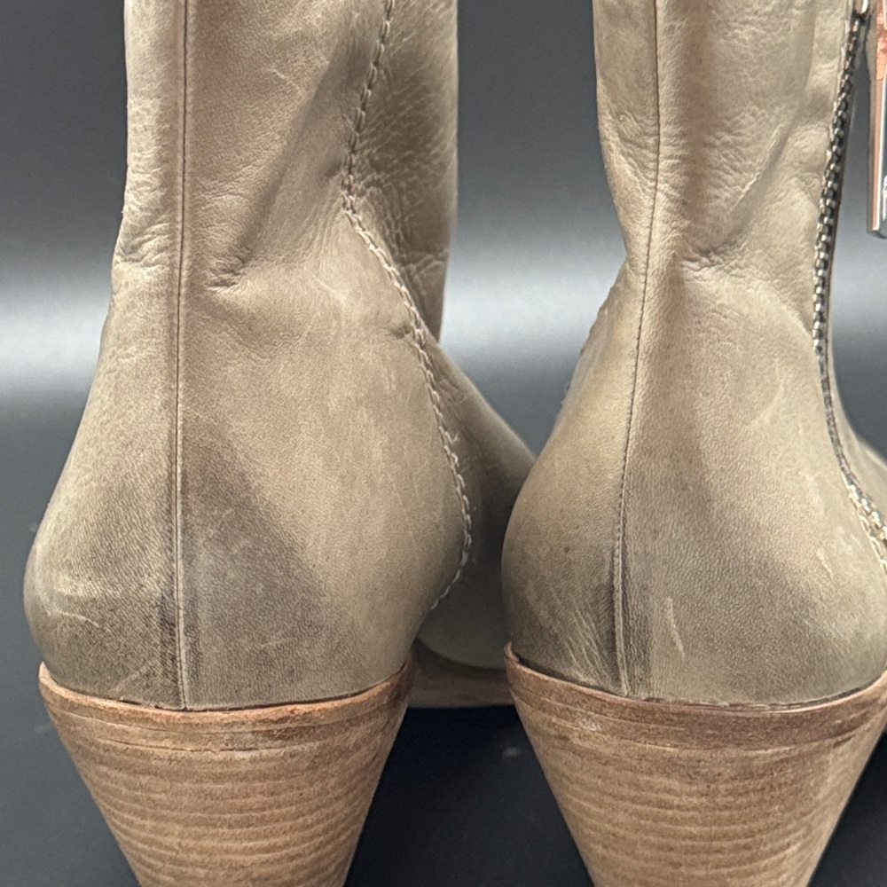 Frye Grey Leather Ankle Booties with Side Zip Sz 9 - Picture 10 of 12